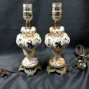 Vtg! Rare Capodimonte Porcelain Lamps - Set of 2